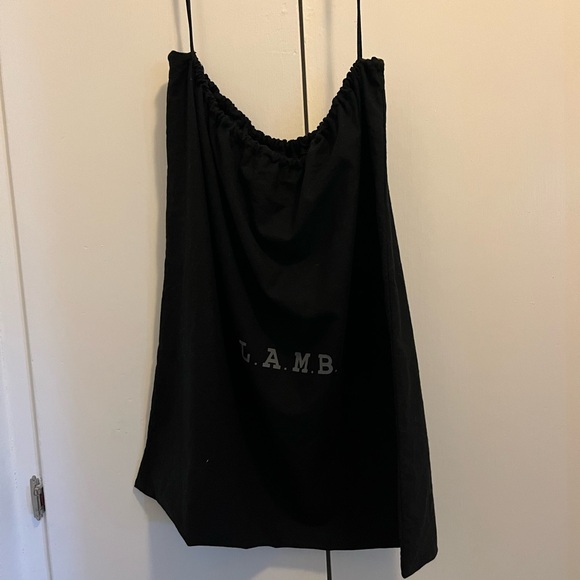 L.A.M.B. Black Fabric Drawstring Bag, Approx 24”h x 25”w - Picture 2 of 4